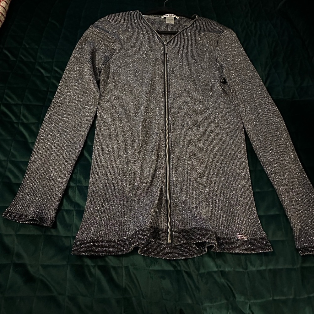 Shimmering Zipper-front Sweater